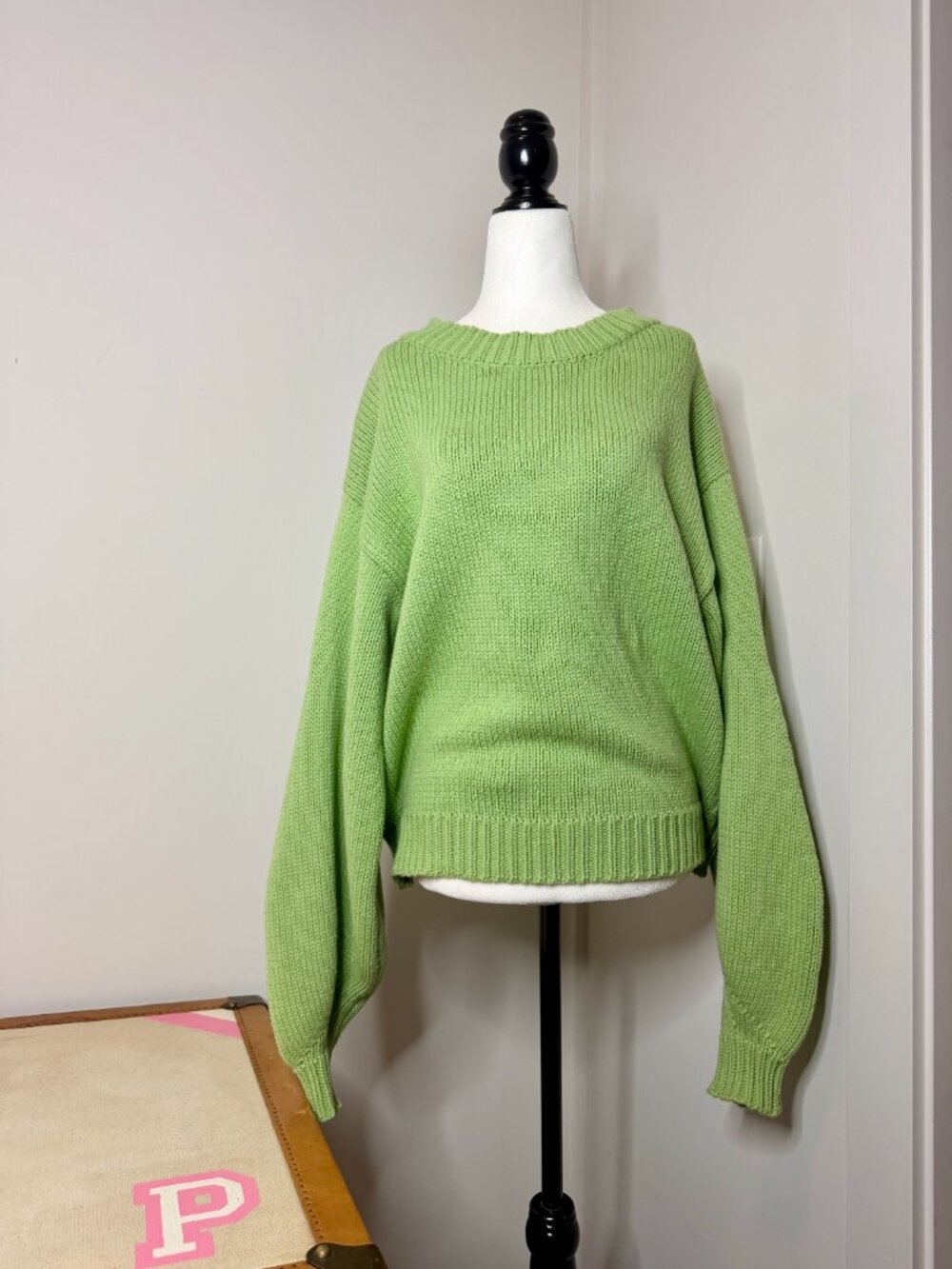 🐛 Princess Polly Harmony Sage Green Balloon Sleeve Knit Sweater S/M